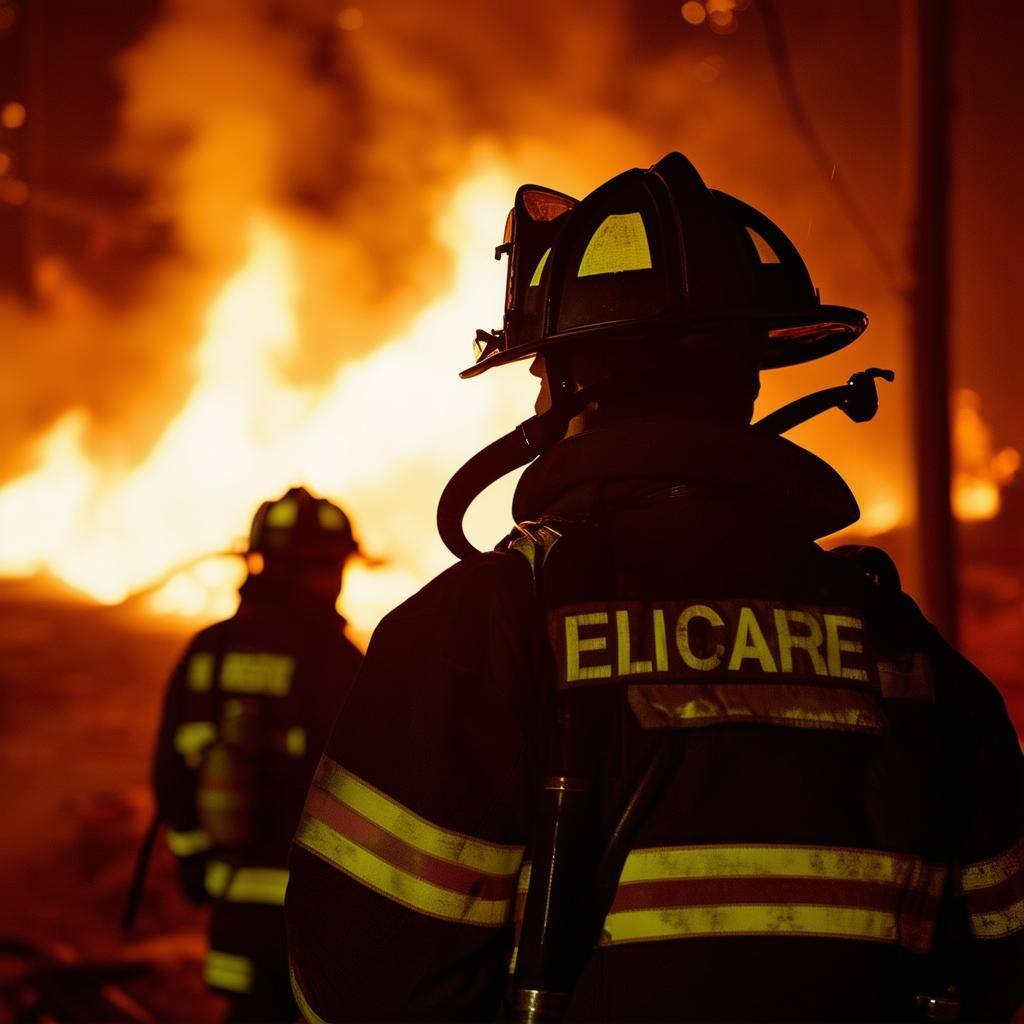 Firefighters watching a fire